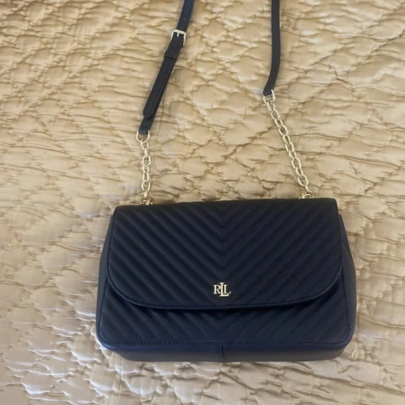 Ralph Lauren monogram bag with chain gold monogram logo hardware NWT